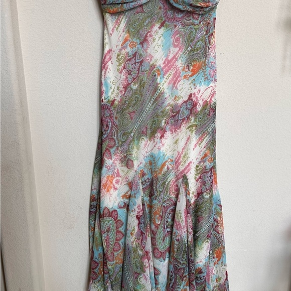 S.L. Fashions Gray and Pink Asymmetrical Strapless Sundress - Picture 4 of 10